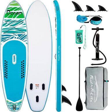 Надувна SUP-дошка FunWater для дорослих, комплект: весло, насос, рюкзак, шнур, водонепроникна сумка, для серфінгу та океану
