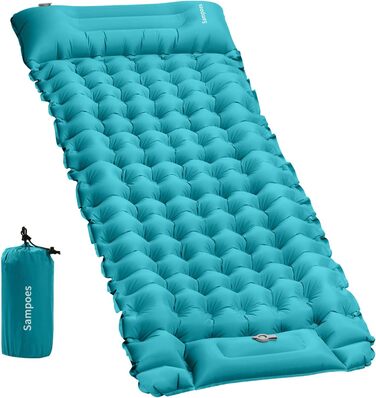 Надувний килимок для кемпінгу Isomatte 10 см, самонадувний, з насосом, для туризму та відпочинку на природі, односпальний, блакитний