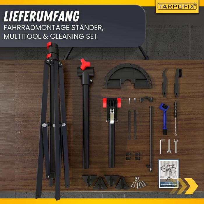 Підставка для збирання велосипедів Tarpofix® до 30 кг | Професійна підставка для ремонту велосипедів та електровелосипедів | Важкий велосипедний тримач для E-bike | Підставка для ремонту велосипедів | Червона