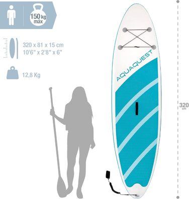Надувний SUP Intex Aqua Quest 320: дошка для сапсерфінгу, 320 x 81 x 15 см