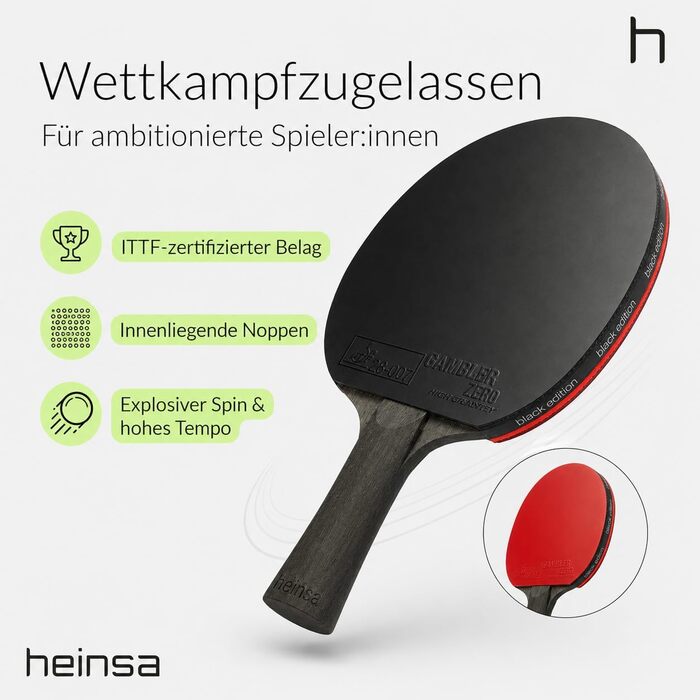 Ракетка для настільного тенісу Carbon Profi ITTF, чорна, з горіха, преміум-упаковка + 6 м'ячів (3 зірки)