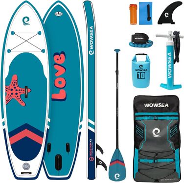 Надувна SUP-дошка WOWSEA Pioneer P1/P2, 245×76×12,7 см, комплект аксесуарів, блакитна, міцна та стійка для відпочинку та спорту