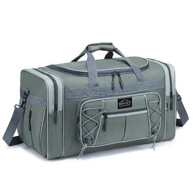 Спортивна сумка для подорожей BAGZY 70л, велика водонепроникна дорожня сумка-чохл для чоловіків та жінок, сумка-вікенд для залу, кемпінгу та відпустки (Сіра)