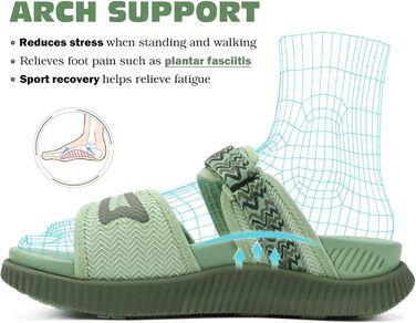 Спортивні сандалі KuaiLu жіночі з м'якою устілкою, ортопедичні для підтримки підошви, зелені, розмір 41 EU