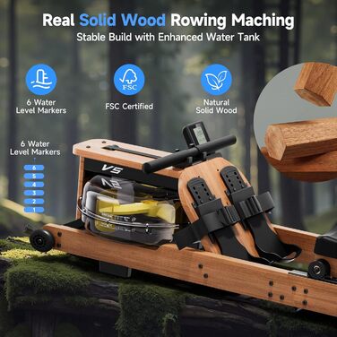 Магнітний тренажер для греблі YPOO для дому: 16 рівнів навантаження, складаний, з LCD-дисплеєм та подвійними напрямними, витримує до 158 кг