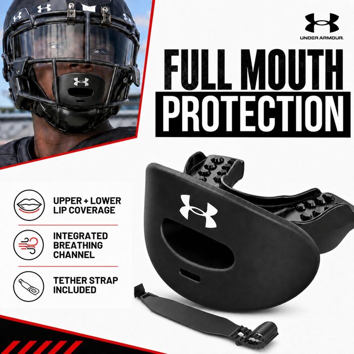 Маска захисна Under Armour Air Mundschutz з ремінцем (біле камуфляжне забарвлення)
