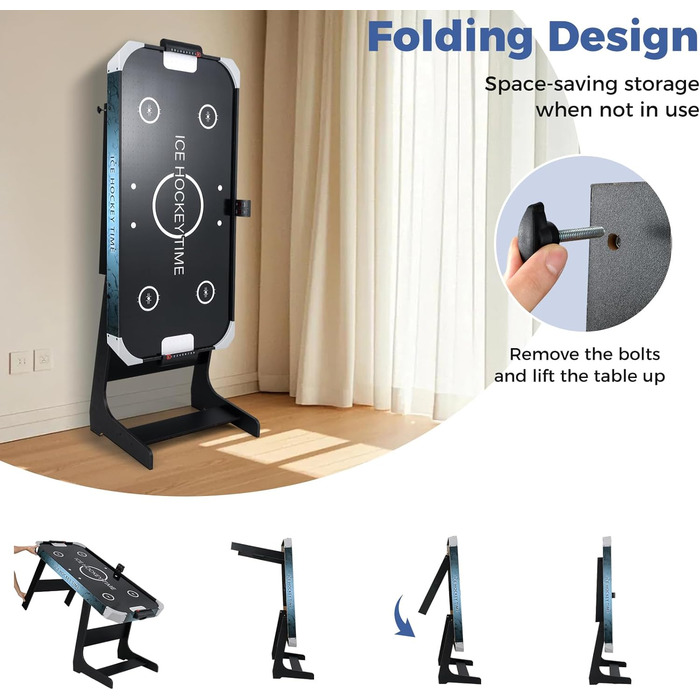 Стіл для хокею на повітрі HOMASIS, складаний, з LED-рахунком, електропривод, 2 шайби та 2 шайби, для дітей та дорослих