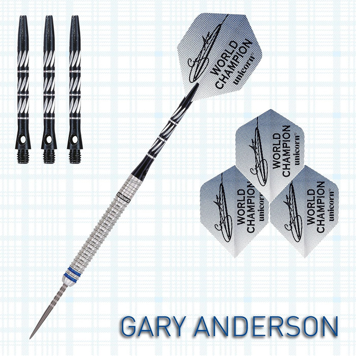 Дротики сталеві Unicorn Phase 3 World Champion Gary Anderson 23 г, сріблясто-чорні, 1 шт.