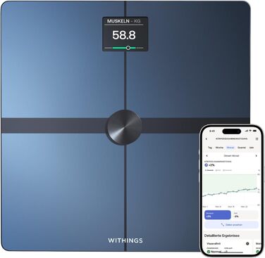 Розумні ваги WITHINGS Body Smart з Wi-Fi, вимірюванням жирової маси, м'язів, води та кісткової маси, чорні