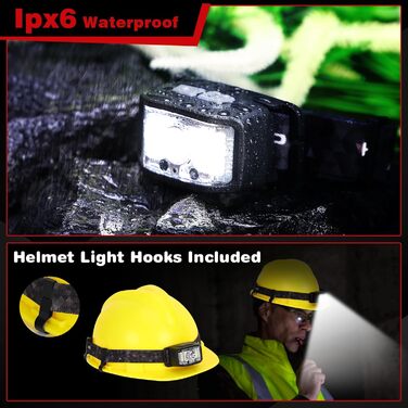 LED налобний ліхтар Aaizplz, 2 шт. - 2000 люмен, 16 режимів, водонепроникний IPX6, сенсор, магніт, для кемпінгу, бігу, риболовлі, дітей та дорослих