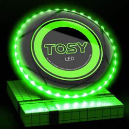 Летючий диск TOSY з RGB-підсвічуванням 108 LED (зелений) - для дітей та дорослих, водонепроникний, перезаряджуваний, для активного відпочинку