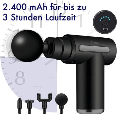 Масажний пістолет Newgen Medicals: Компактний акумуляторний масажер для рук з 4 насадками, 6 рівнів, USB-C, 30W