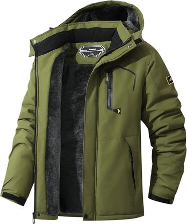 Чоловіча лижна куртка тепла зимова непромокальна Mante, вітрозахисна, з капюшоном для походів та подорожей (Хакі, M)