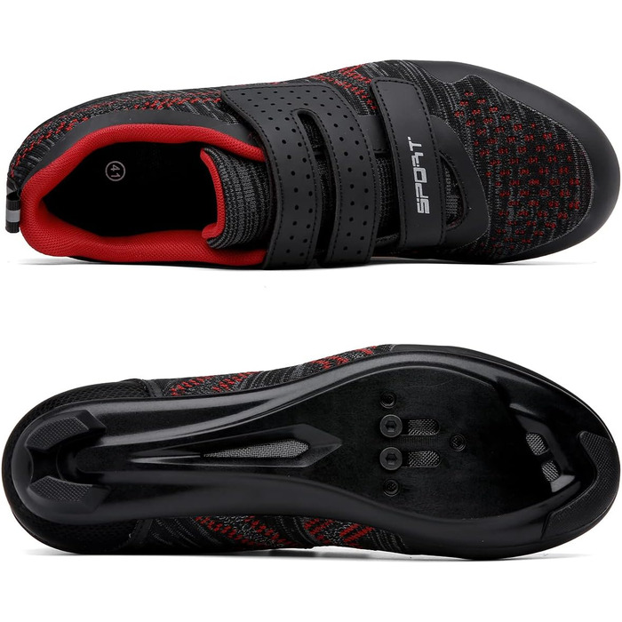 Велотуфлі ULTIANT для їзди в залі та на вулиці. Сумісні з Peloton, Look SPD SL Delta. Чоловічі та жіночі (38/38.5 EU, Чорний/Червоний)