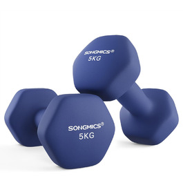 Гантелі SONGMICS 2 x 5 кг, неопрено́ві, шестигранні, набір для силових тренувань вдома, сині