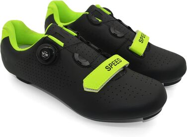 Велосипедні туфлі для їзди по пересіченій місцевості та шосе, сумісні з SPD/SPD-SL, для чоловіків та жінок (42 EU, Чорний/Зелений)