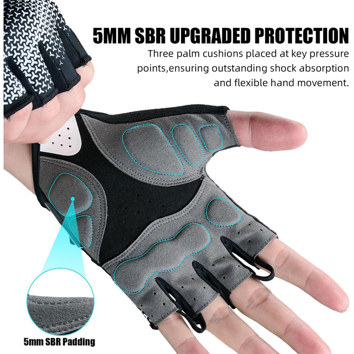 Велосипедні рукавички без пальців, з підкладкою, для гірського велосипеда, антиковзаючі, дихаючі, чорні, для чоловіків та жінок, розмір S