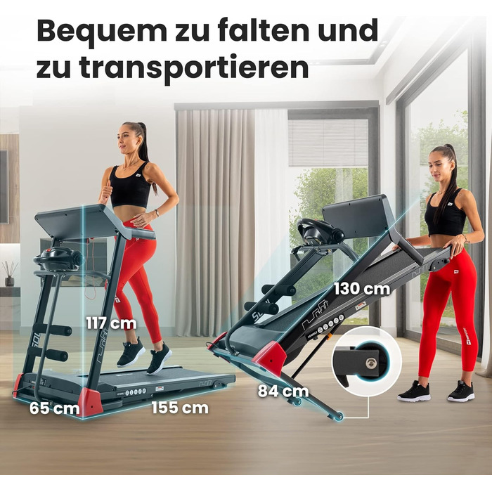 Бігова доріжка Hop-Sport HS-1200LB Soul 3-в-1 для дому з масажером, станцією для пресу, складана, LCD-дисплей, керування через додаток, 15 програм, швидкість до 14 км/год