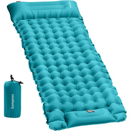 Надувний килимок для кемпінгу Isomatte 10 см, самонадувний, з насосом, для туризму та відпочинку на природі, односпальний, блакитний