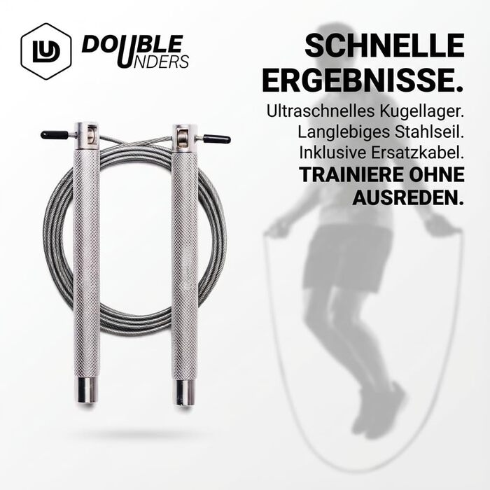 Стрибкове канат Springseil Speed Rope: регульований, для CrossFit, боксу, фітнесу, металеві ручки (срібний)