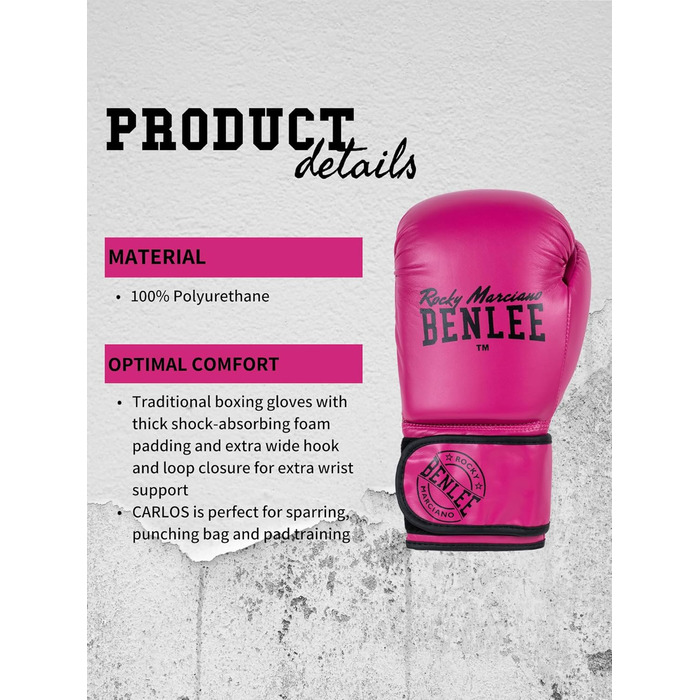 Боксерські рукавички BenLee з екошкіри Carlos (14 oz, Рожеві)