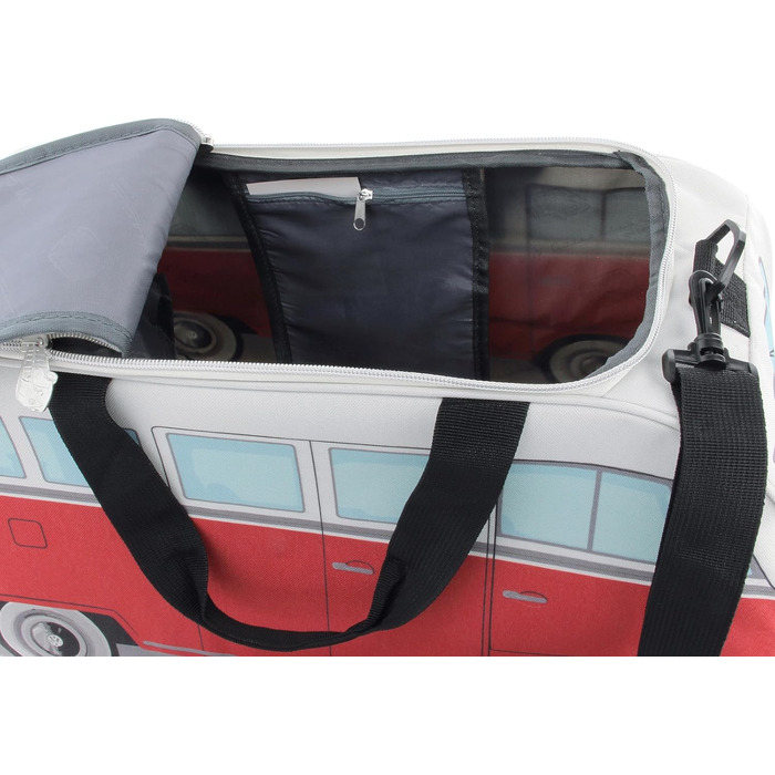 Сумка через плече BRISA VW у вигляді ретро-автобуса Volkswagen T1 Bulli, спортивна, червоно-бежева, 50x25x26 см