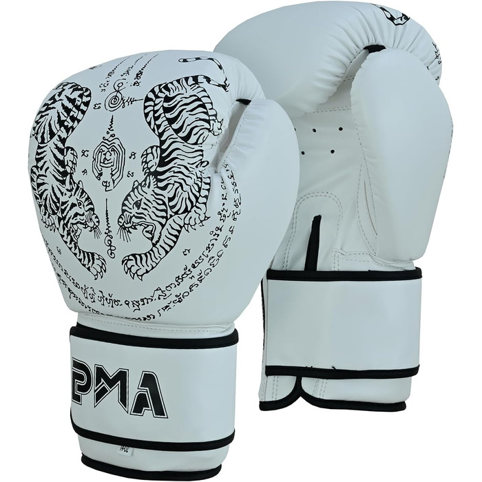 Боксерські рукавички Playwell Twin Tiger Muay Thai, матові білі, для тайського боксу