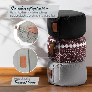 Йога болстер rundes 30x15 см з бавовняним чохлом | Наповнений органічною лузгою пшениці або органічною лузгою гречки | Йога подушка для Інь-йоги та медитації, сірий колір