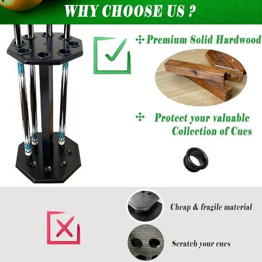 Стійка для більярдних київ GACCO BILLIARDS на 8 київ, аксесуар для більярдного столу, дерев'яний підсвічник, чорний колір