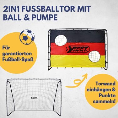 Дитячі футбольні ворота Best Sporting 213x152 см з тентом-мішенню, м'ячем і насосом, набір для футболу, дизайн Німеччина