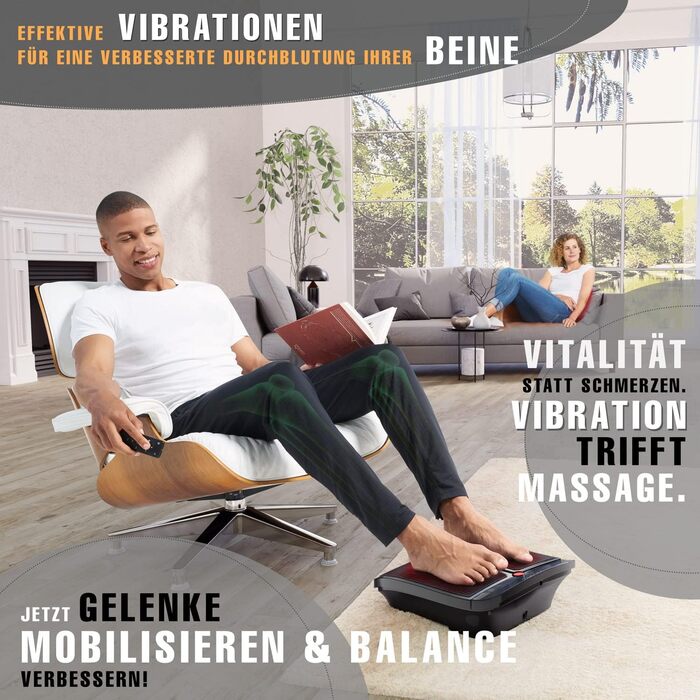 Вібраційна платформа Sportstech VX350 2-в-1 для масажу та фітнесу вдома | Масажер з підігрівом проти холоду в ногах | Рюттельплатта для спорту та швидкого схуднення | LED-дисплей, чорний