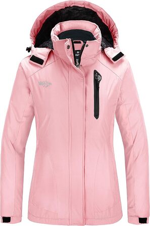 Жіноча зимова куртка Wantdo для катання на лижах та сноуборді з флісовою підкладкою, рожевого кольору (XL)