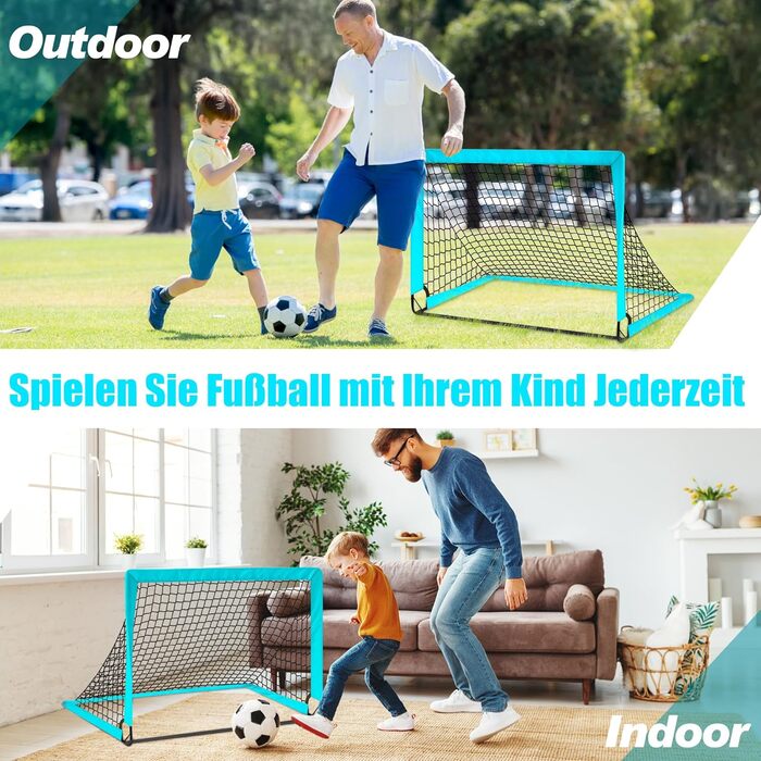 Ворота для футболу CATCHLUCK для дітей, 2 шт. у наборі, 100x80x80 см, блакитні
