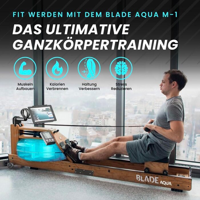 Складаний водний веслувальний тренажер Bluefin Fitness Blade Aqua W-1/M-1 з LCD-дисплеєм