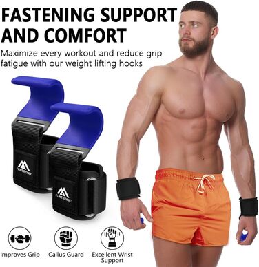 Набори для тяги Flintronic Power: допоміжні тренажери для силових тренувань, шкіряні, з неопреновим наповнювачем 8 мм та бавовни. Підходять для бодібілдингу, важкої атлетики, силових та фітнес-тренувань (блакитні, 2 шт.)