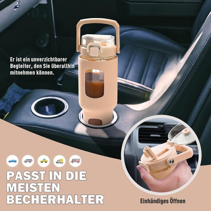 Пляшка HYDRAGLAZIC 960 мл зі склом та трубочкою