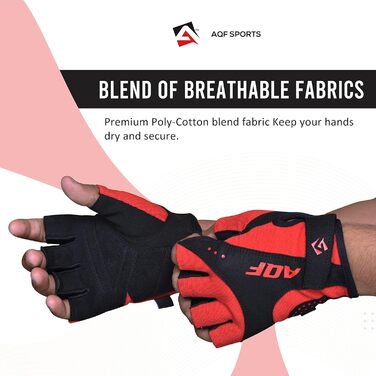 Фитнес рукавички для тренувань AQF: Ultralight для силових тренувань, бодібілдингу, важкої атлетики, залу, чоловічі та жіночі (червоні, L)