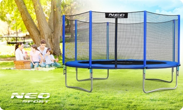 Садовий батут Neo-Sport 12ft/374см із зовнішньою сіткою та драбиною