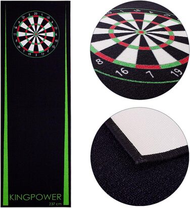 Килимок для дартсу Kingpower Dartmatte, турнірний, з лінією кидка, захист підлоги, для дротиків і дартборду, 2 розміри: 237 см і 290 см, різні дизайни