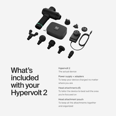 Масажний пістолет Hyperice Hypervolt 2 Black з технологією Quiet Glide, портативний перкусійний масажер, чорний колір