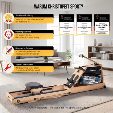 Гребний тренажер Christopeit WP 5000 Colorado: складаний, з магнітною системою, Bluetooth, до 150 кг