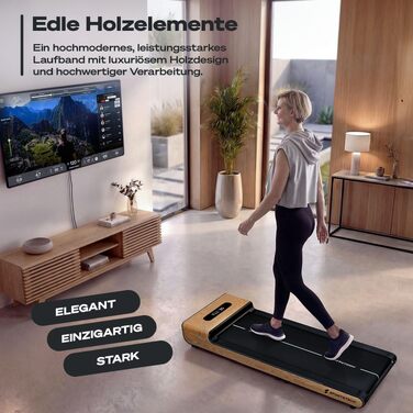 Складана бігова доріжка для ходьби Sportstech WoodPad Pro: компактний тренажер для дому та офісу, до 8 км/год, з крокоміром та підтримкою додатку, навантаження до 120 кг