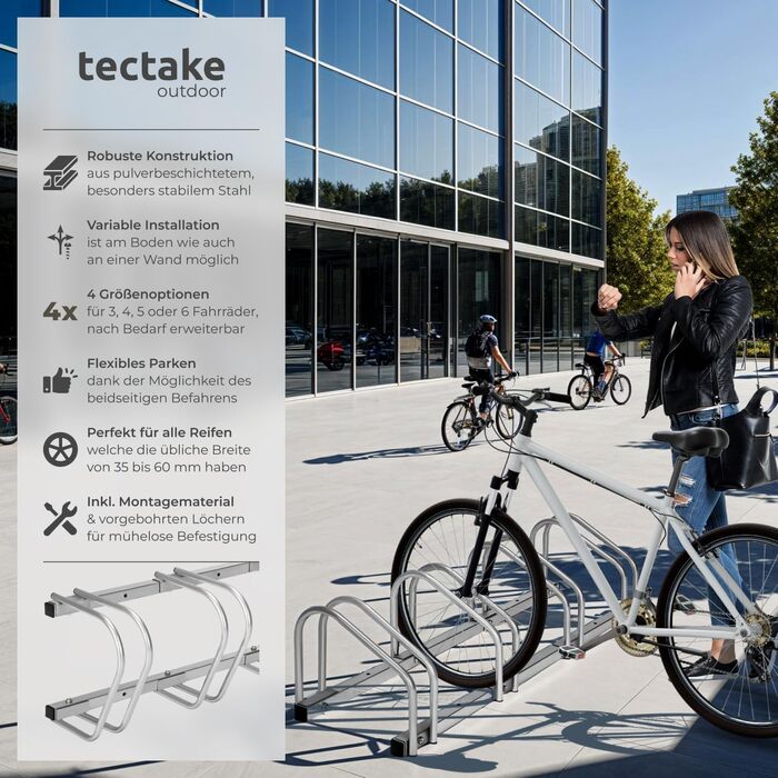 Підставка для велосипедів Tectake® - 4 шт. для гаража, підлоги або стіни