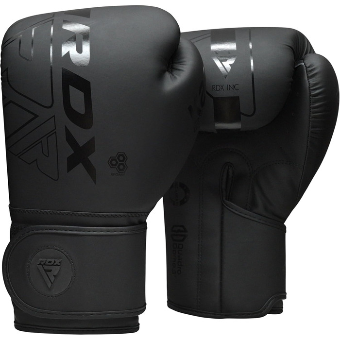 Дитячі боксерські рукавички RDX для муай-тай, кікбоксингу та MMA, 6oz, чорні, штучна шкіра Maya Hide, для спарингів і тренувань, карате, рукавички для боксерського мішка
