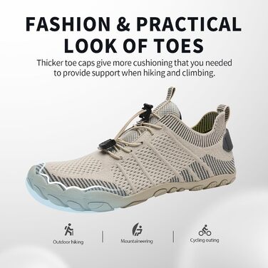 Взуття для бігу та пляжу IceUnicorn Zehenschuhe (37 EU, бежеве) - унісекс, широка модель для трейлраннінгу, аквашузи