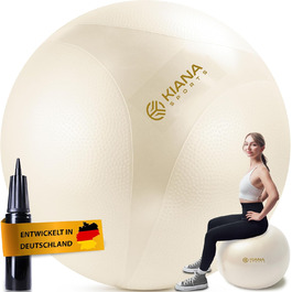 Гімнастичний м'яч KIANA SPORTS® з шипами, 4 розміри, нековзний, посилений, з насосом та планом вправ, для фітнесу та офісу