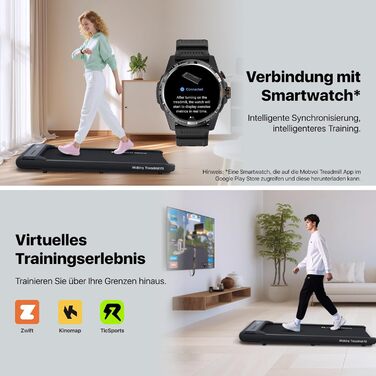 Walking Pad Mobvoi: Компактний біговий тренажер 2-в-1 для дому та офісу, з керуванням через додатки Zwift, Kinomap, TicSports. Максимальне навантаження 120 кг, швидкість до 6 км/год.