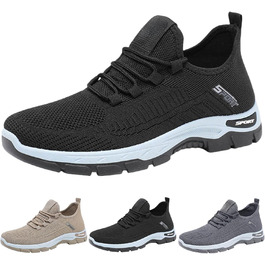 Чоловічі кросівки для активного відпочинку та спорту: бігові, фітнес, ходьби, чорні та білі, розмір 42 EU, ортопедичні, дихаючі, з широкою колодкой