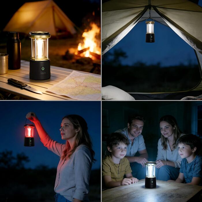 Ліхтар кемпінговий LED Lepro 2000 люмен, акумуляторний, водонепроникний IPX4, з Power Bank, для походу та надзвичайних ситуацій (Чорний)