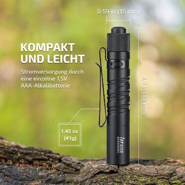 Ліхтарик Olight I3T EOS 180 люмен, міні, водонепроникний IPX8, алюмінієвий корпус, чорний - для кемпінгу та походів